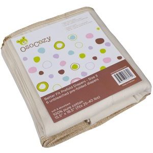 OsoCosy Unbleached Cotton prefold diapers 25-40lbs